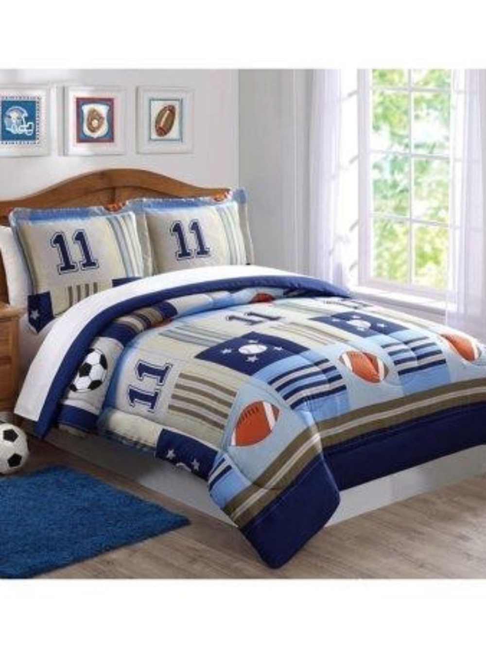 My World Denim and Khaki Sports Multiple Polyester 3-Piece Full/Queen Comforter